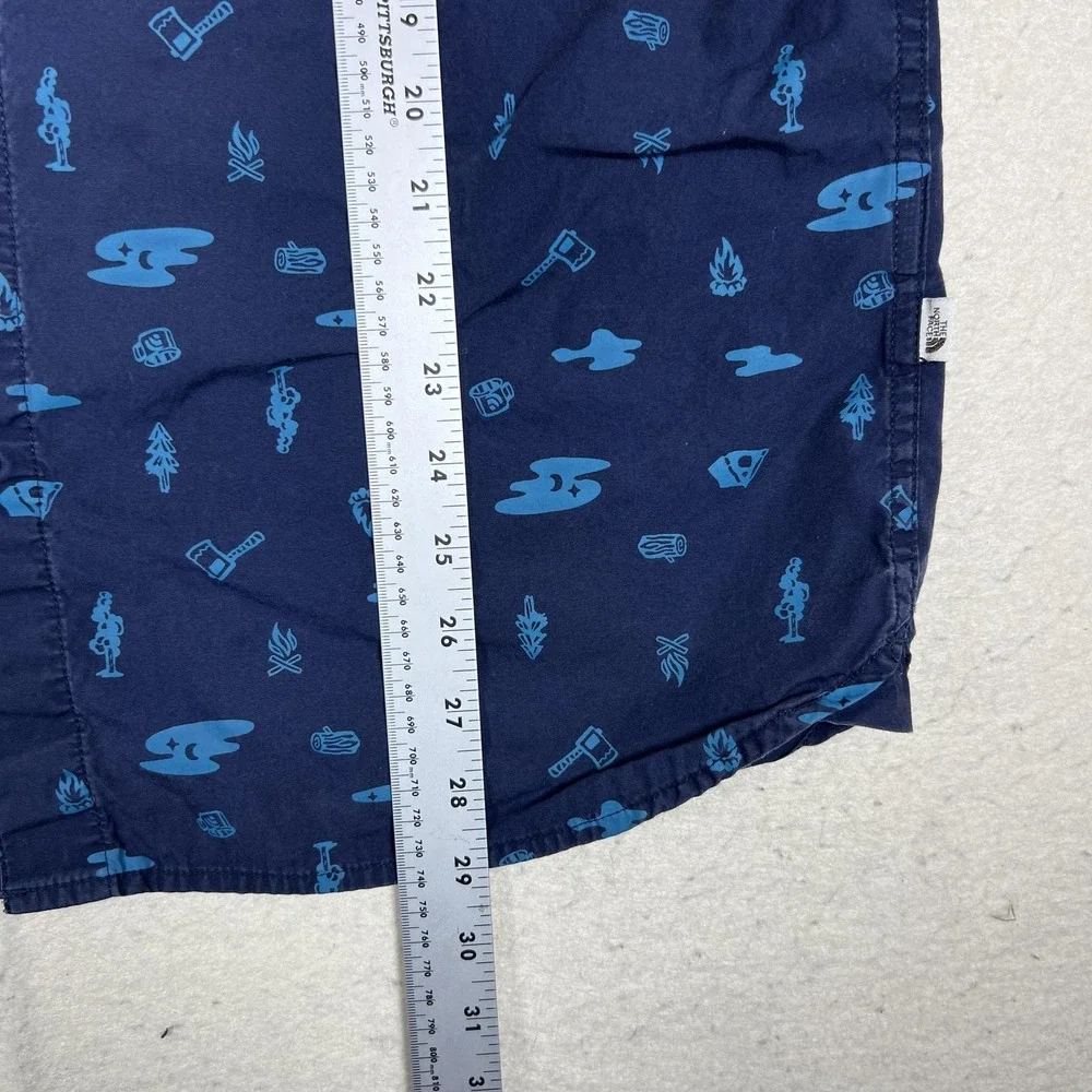 The North Face Shirt Mens Large Blue‎ Camping Graphic Short Sleeve Button Up